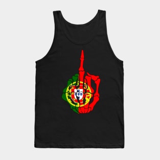 Skeleton Middle Finger Portugal Flag T-Shirt Tank Top